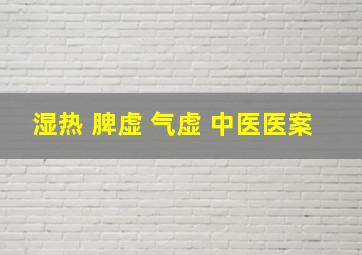 湿热 脾虚 气虚 中医医案